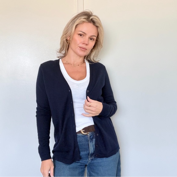Cashmere Project Cardigan in Navy - Picture 5 of 11